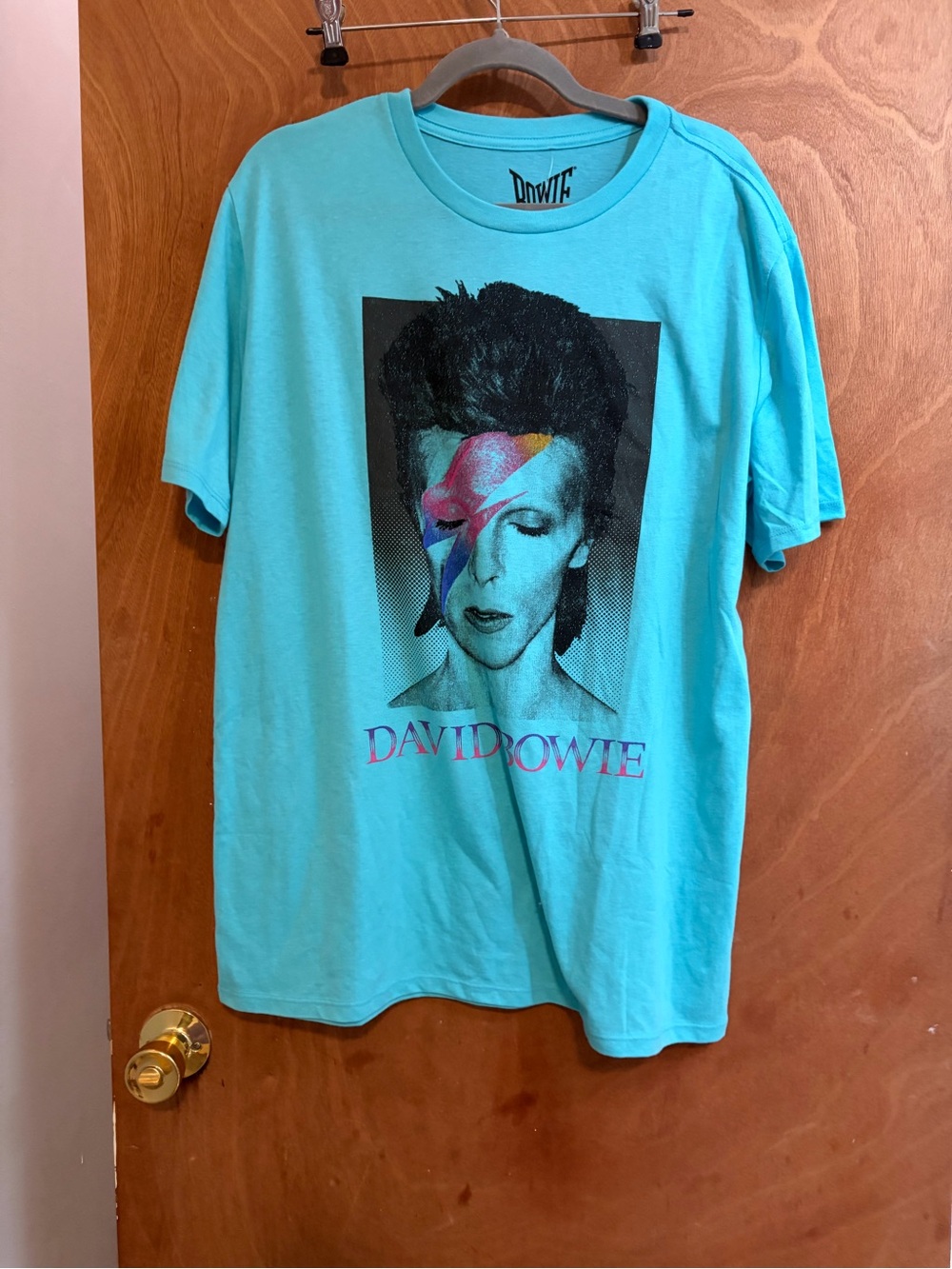 Graphic Tee - Turquoise Short Sleeve Shirt David Bowie Size L